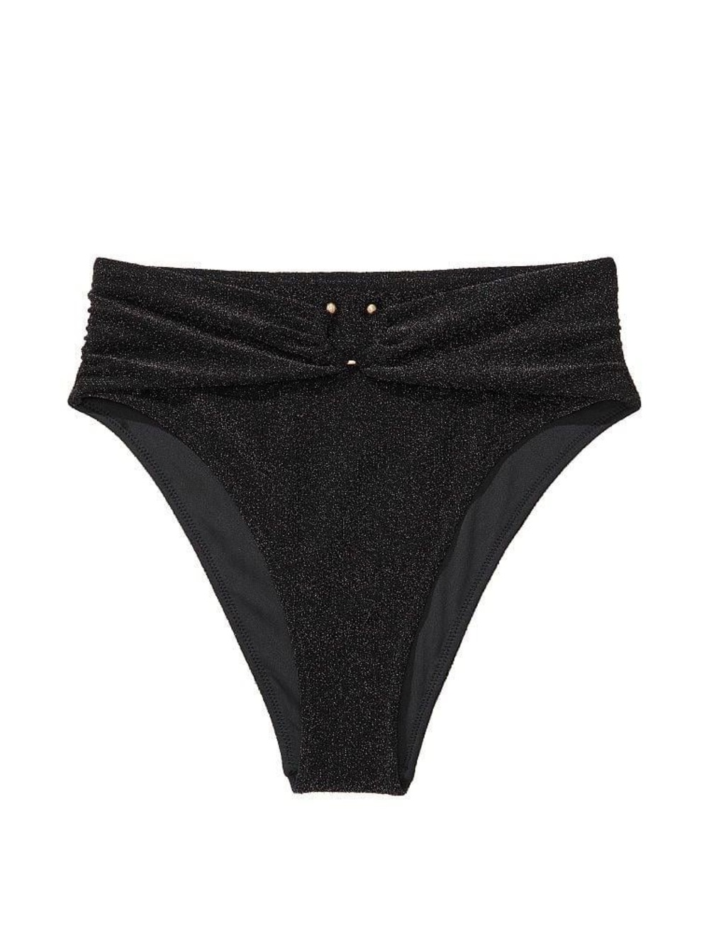 NWT Victoria's Secret Black Shimmer High-Waist Cheeky Bikini Bottom - Picture 3 of 7